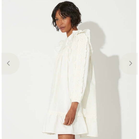 Cleobella Annabelle Ivory Ruffled Long Sleeve Dress - Picture 2 of 3